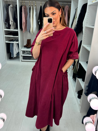 Caroline Oversized Side Pockets Midi Dress