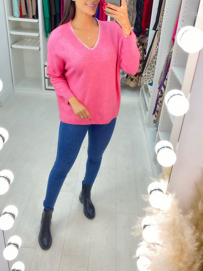 Mabel Chain Neckline Soft Knit Jumper