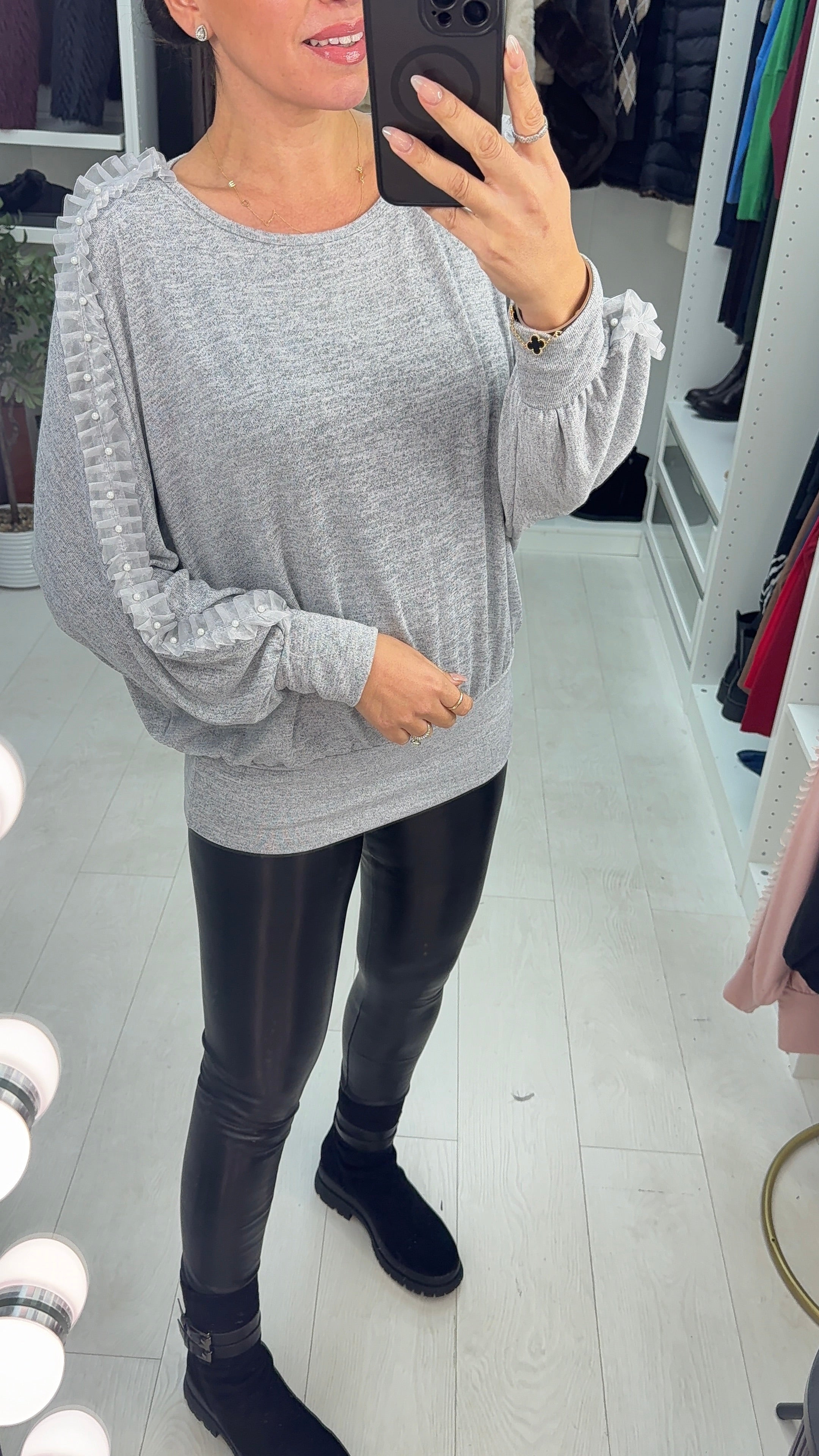 Lily Plain Frill Batwing Sleeve Jumper