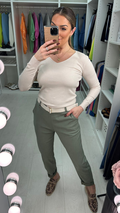 Amor Plain Magic Fit Belted Trousers