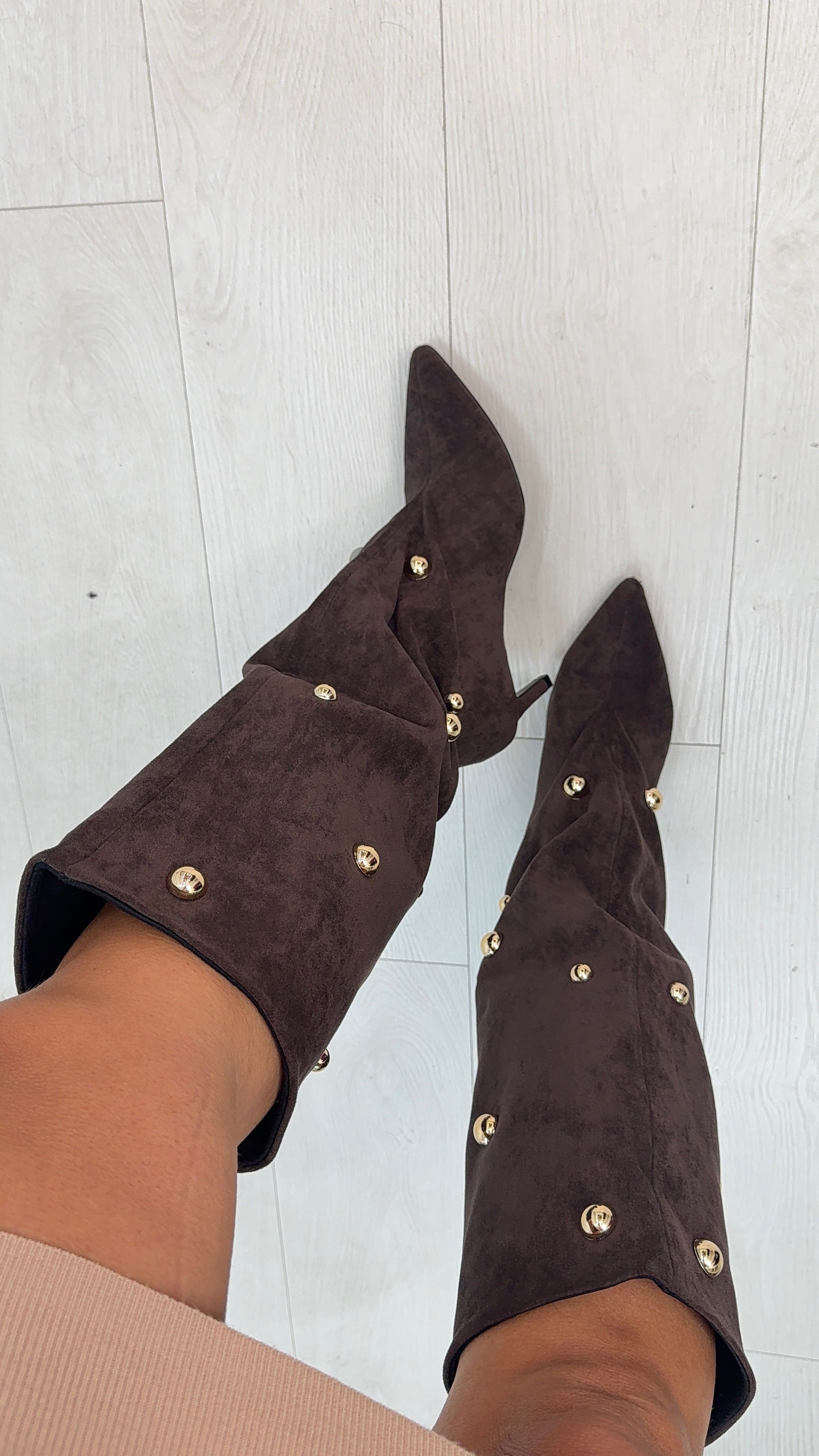 Jenna Studded Medium Stiletto Heel Knee Boots