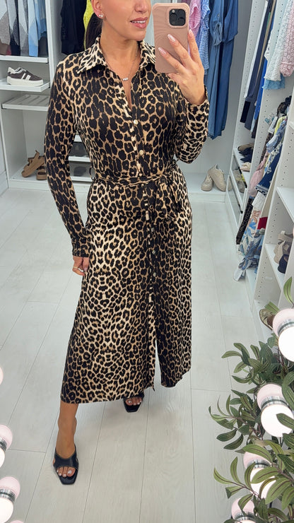 Jacinta Leopard Print Belted Magic Dress