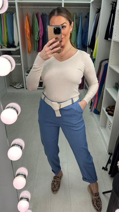 Amor Plain Magic Fit Belted Trousers