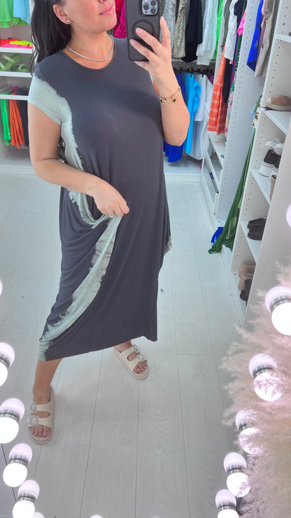 Mooma Oversized Tie Dye Drape Side Knot Dress
