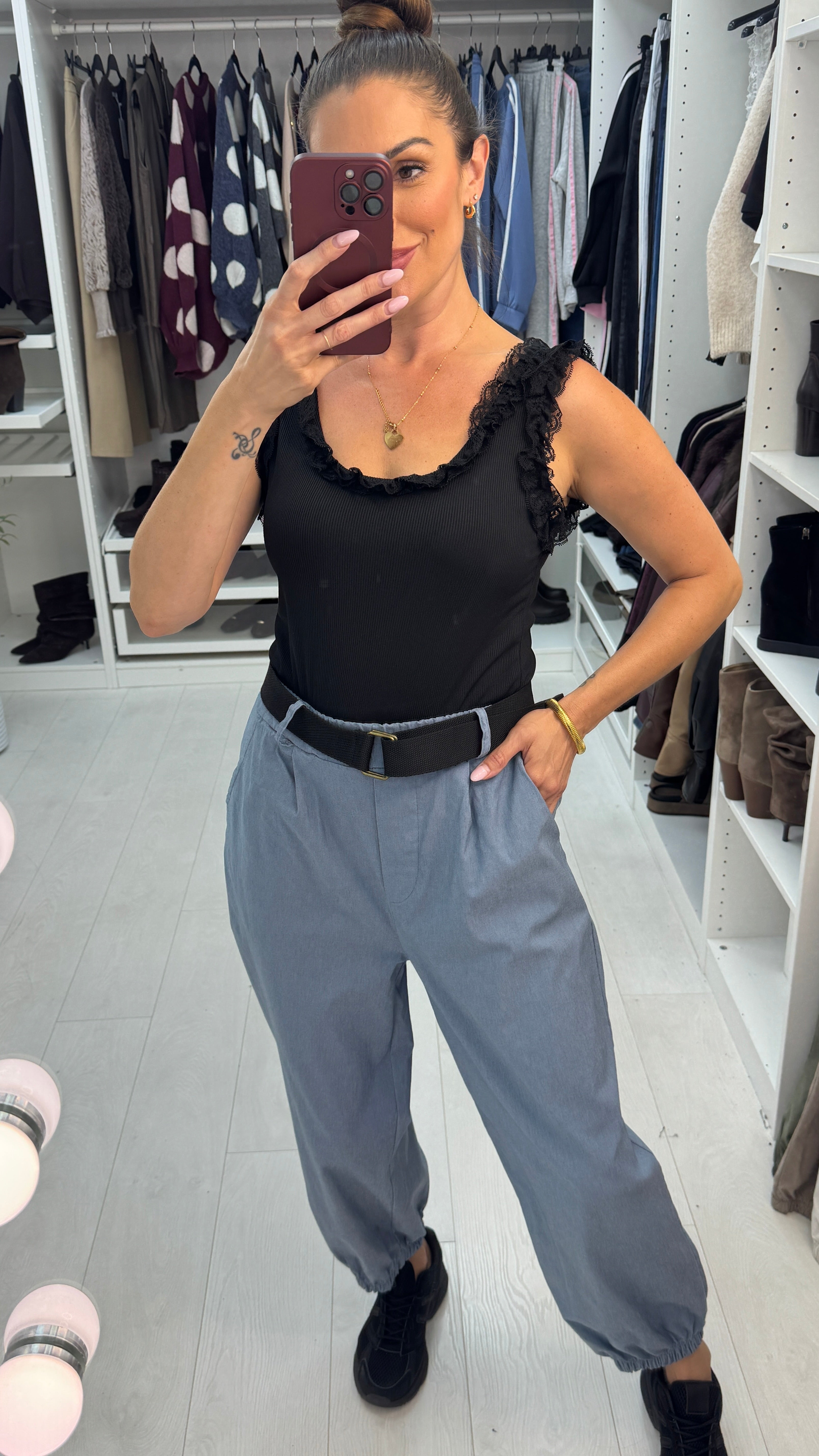 Gwenyth Plain Belted Cuff Leg Trouser