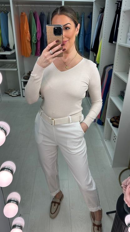 Amor Plain Magic Fit Belted Trousers