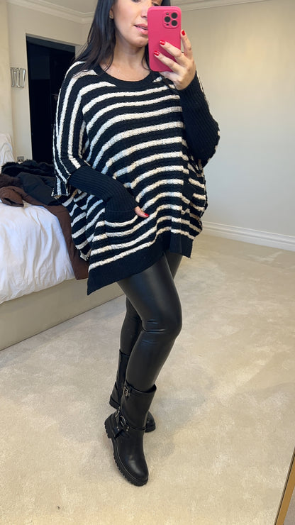 Faye Stripe Poncho Knit Jumper