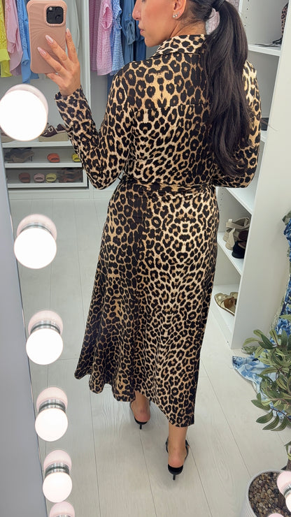 Jacinta Leopard Print Belted Magic Dress