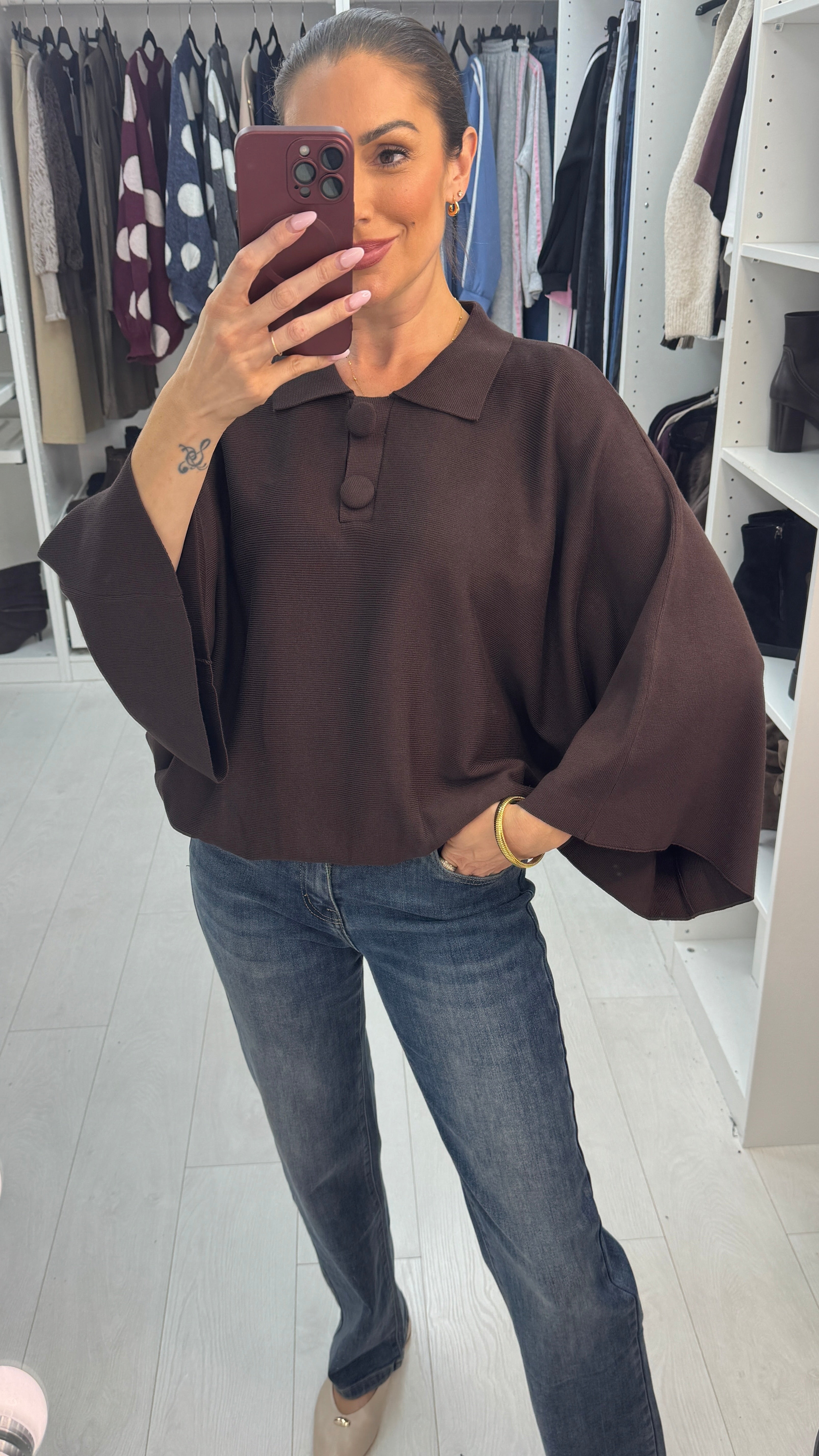Saliana Plain Bubble Hem Batwing Jumper