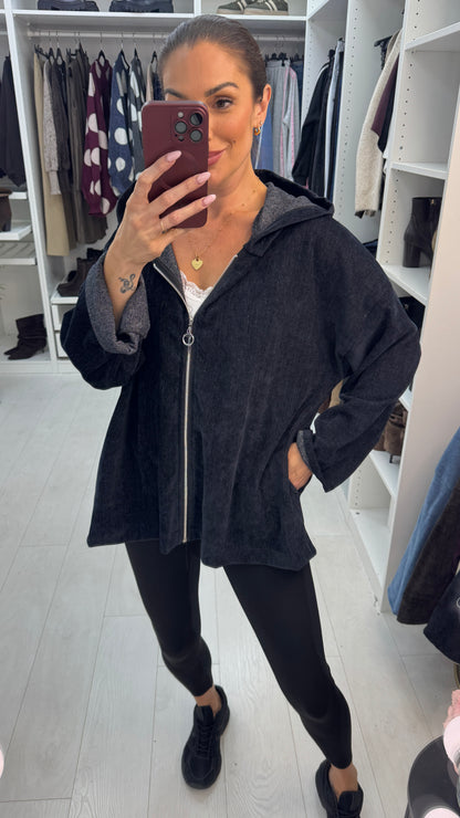Cecily Plain Lightweight Zip Front Hooded Jacket