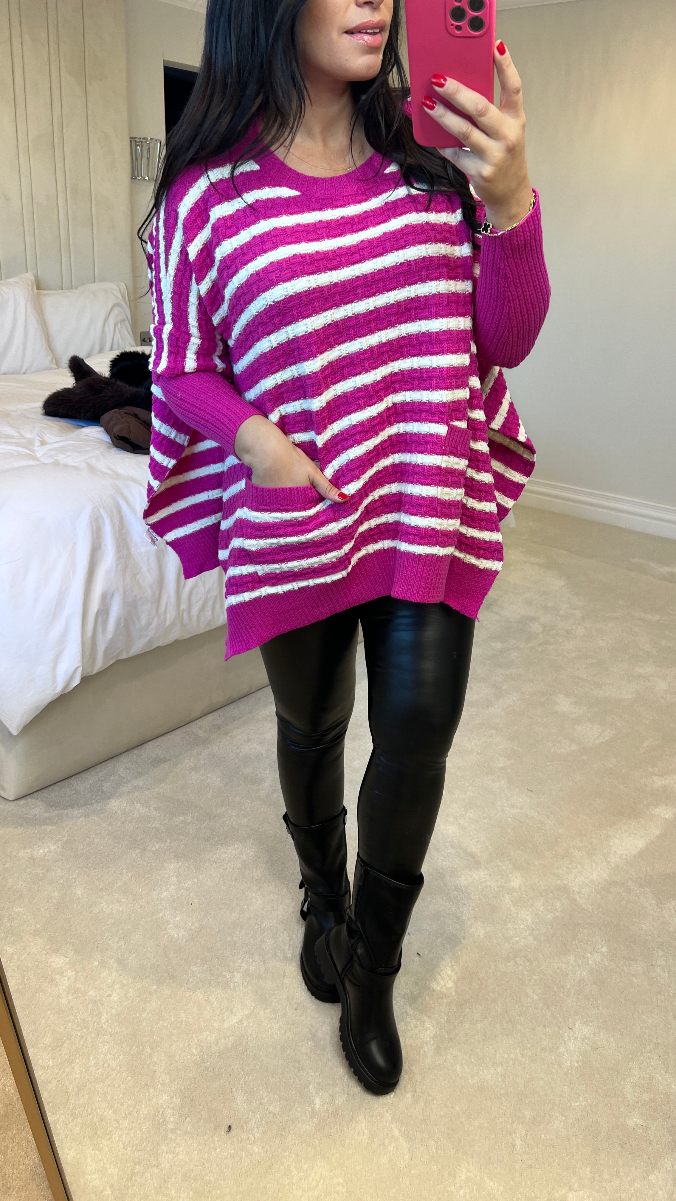 Faye Stripe Poncho Knit Jumper