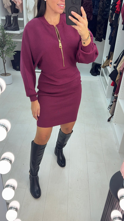 Naima Zip Front Detail Knitted Dress