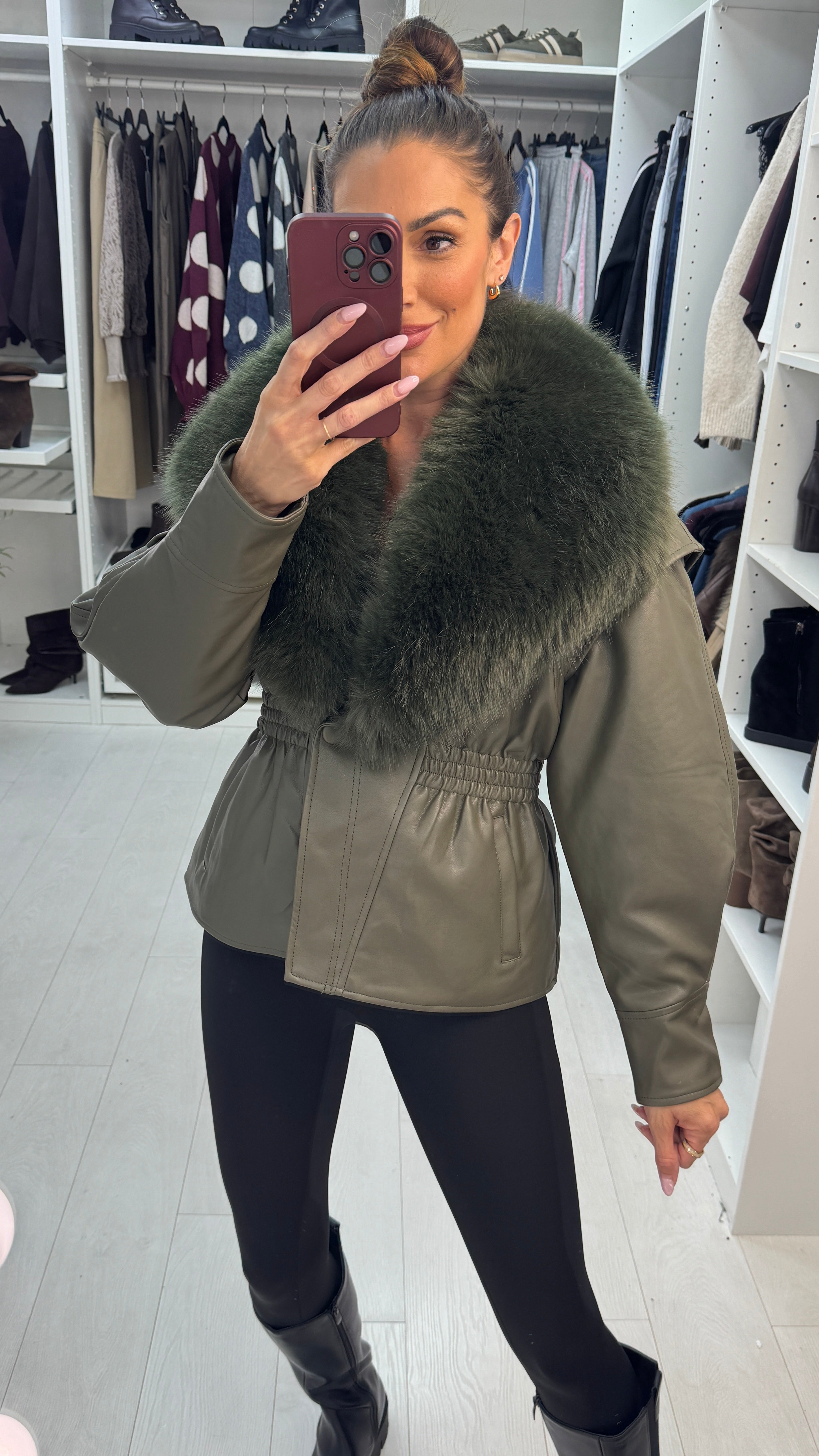 Caris Faux Fur & Leather Jacket