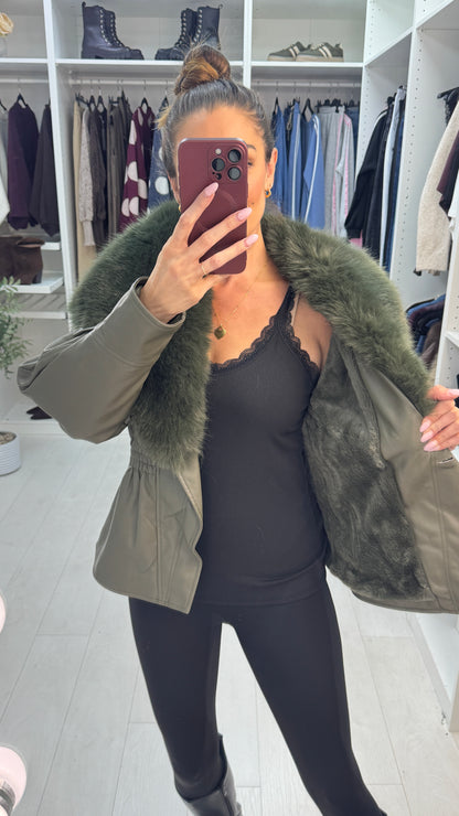 Caris Faux Fur & Leather Jacket