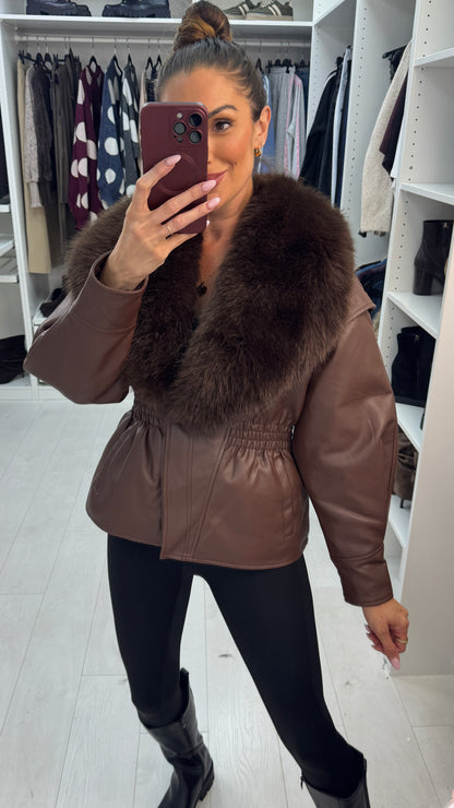 Caris Faux Fur & Leather Jacket
