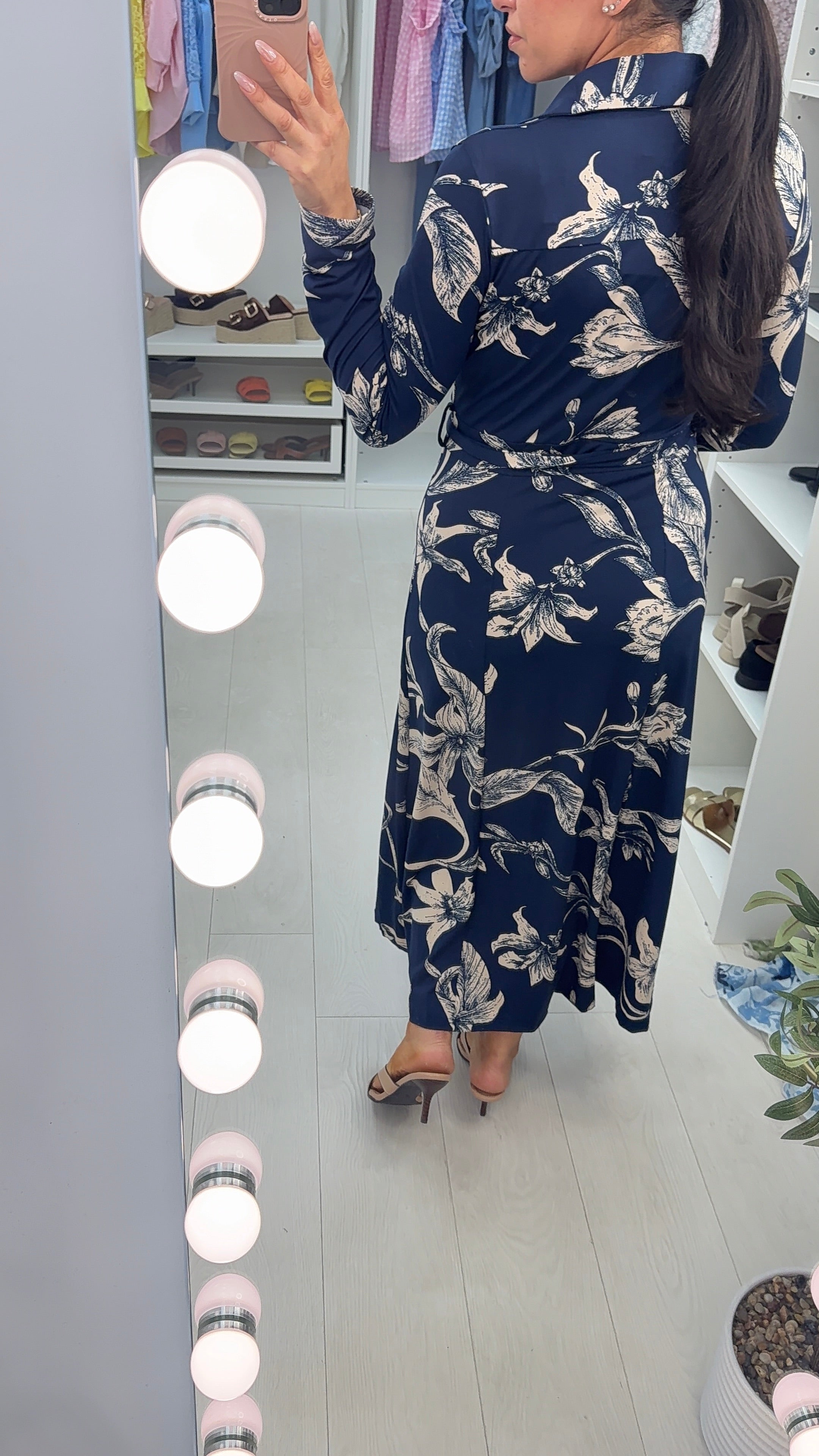 Jackie Navy Floral Print Magic Dress