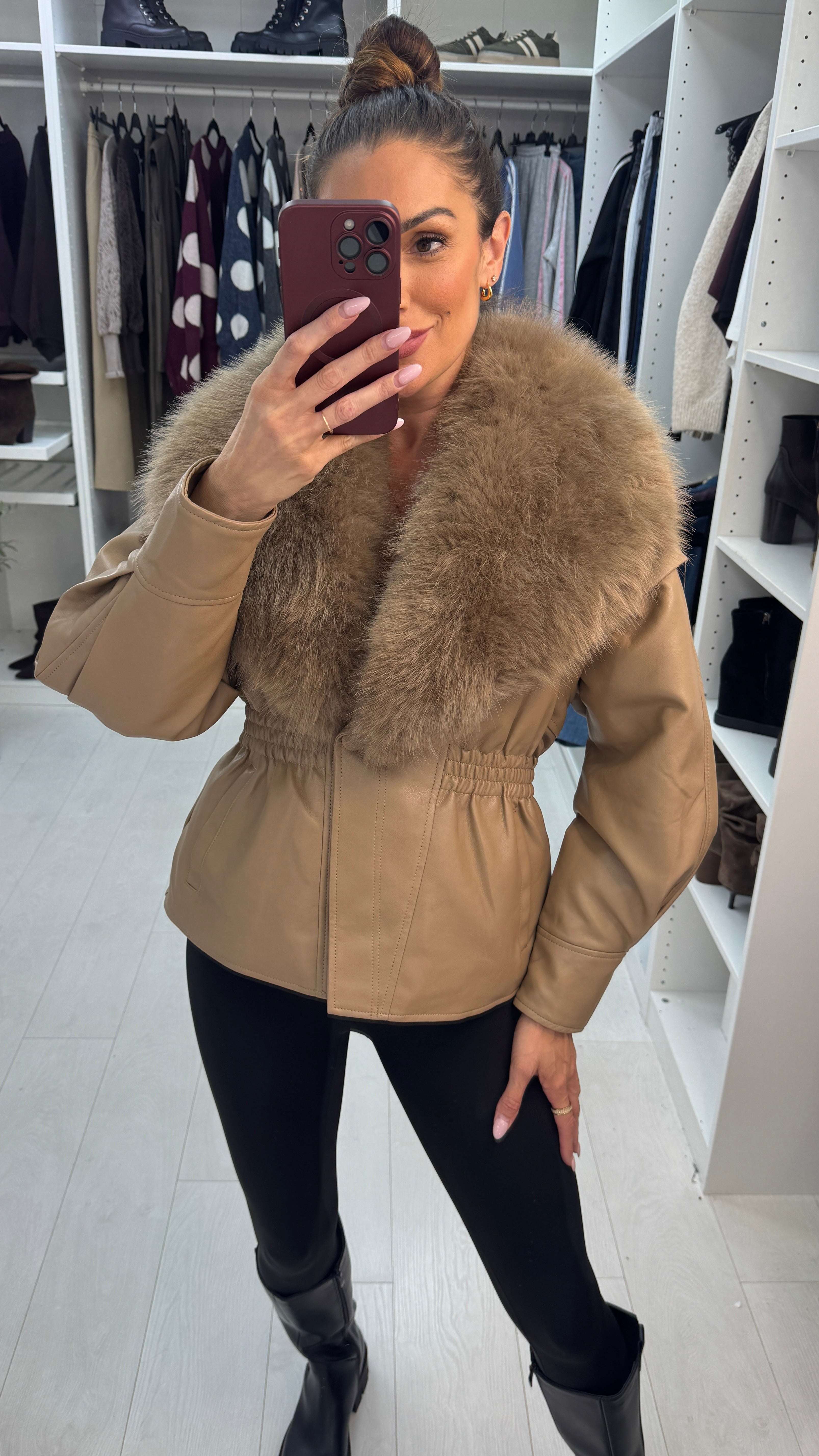 Caris Faux Fur & Leather Jacket