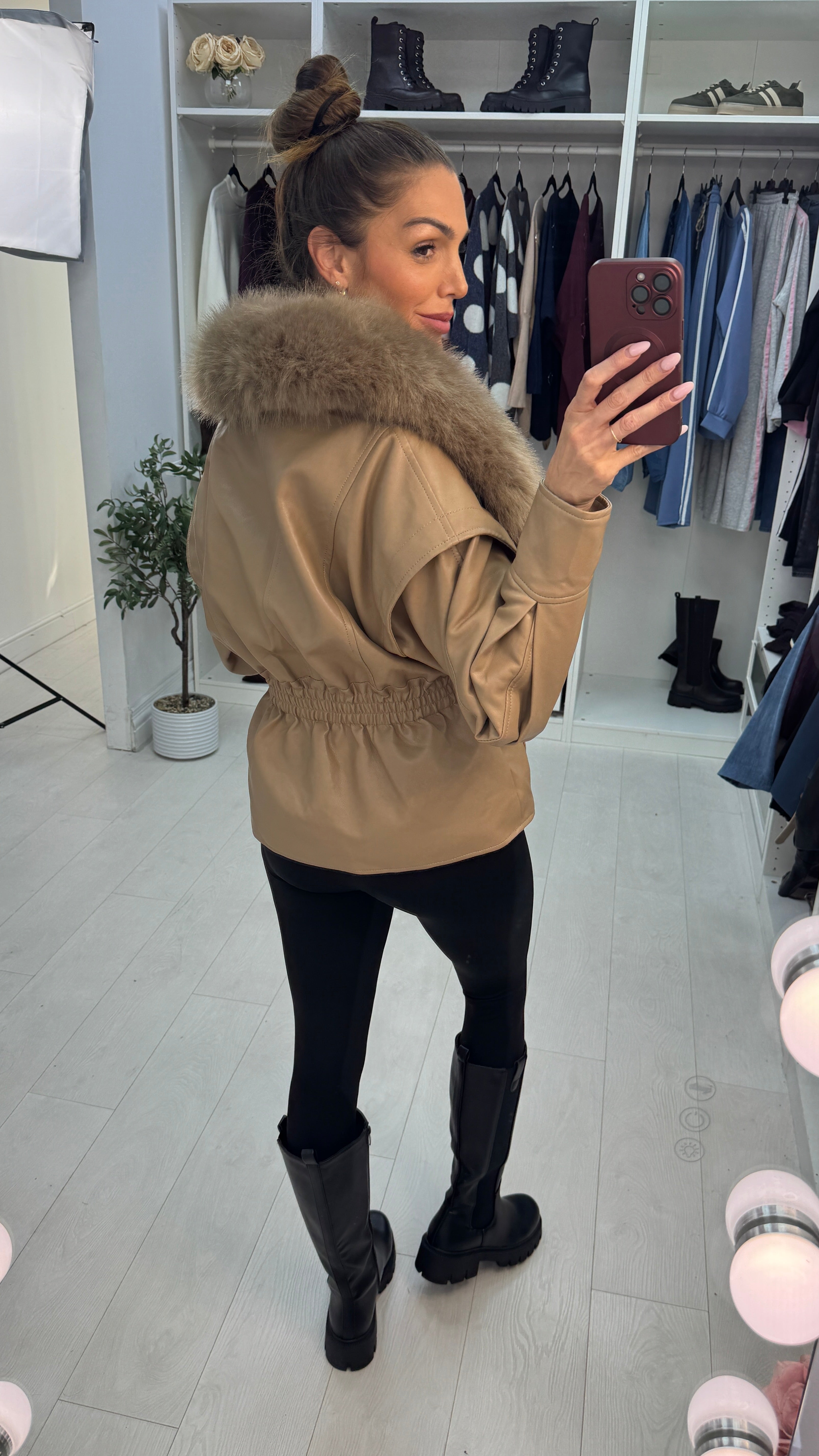 Caris Faux Fur & Leather Jacket