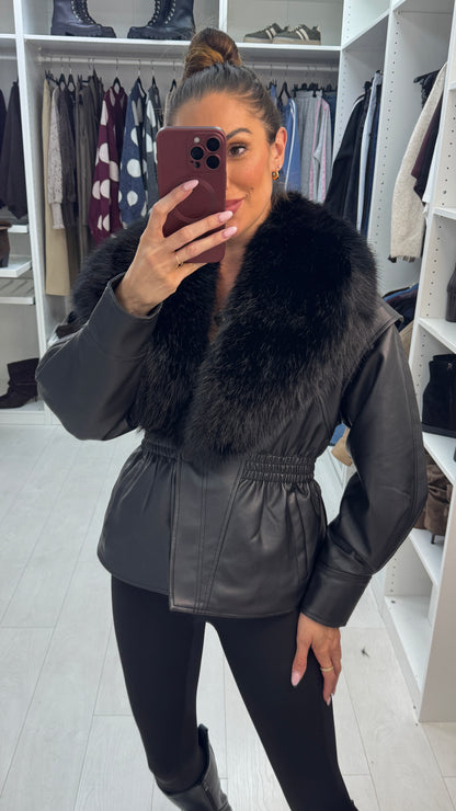 Caris Faux Fur & Leather Jacket