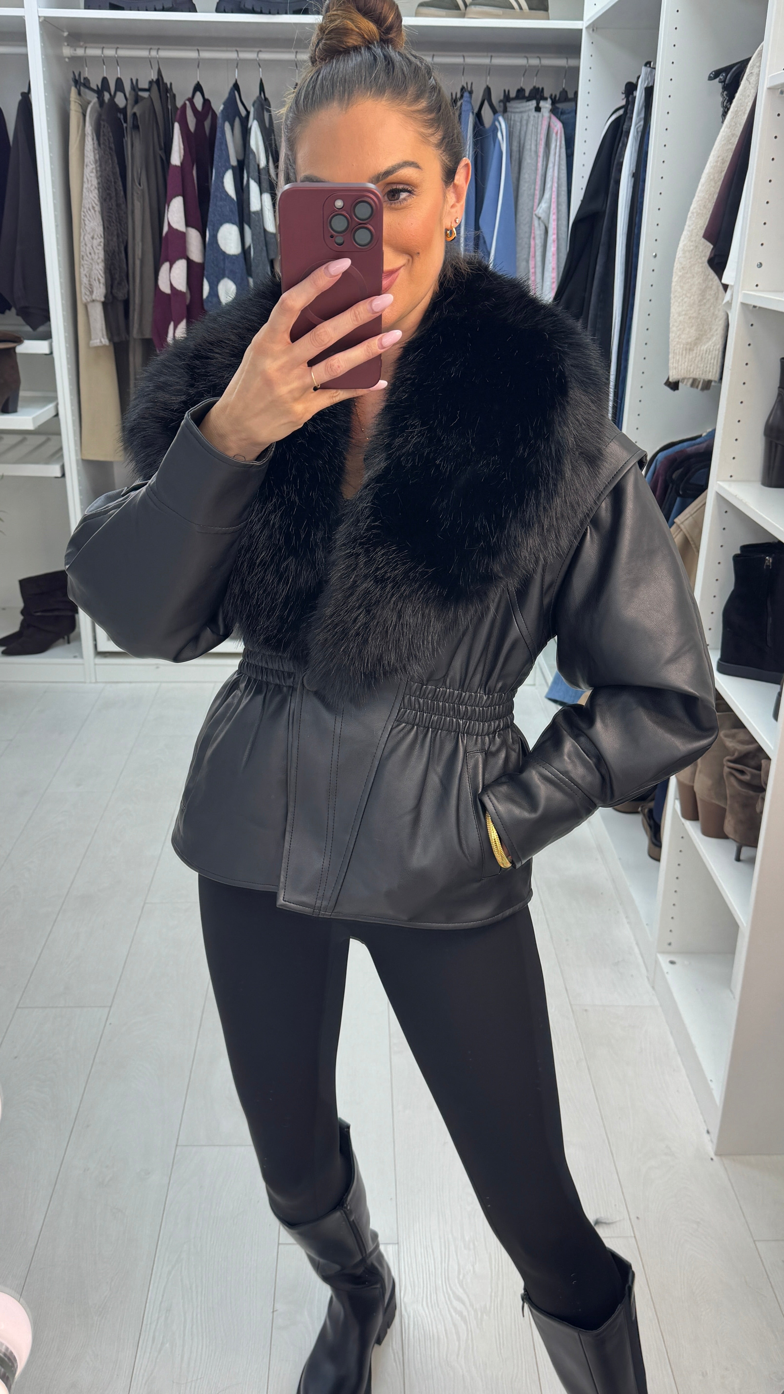 Caris Faux Fur & Leather Jacket