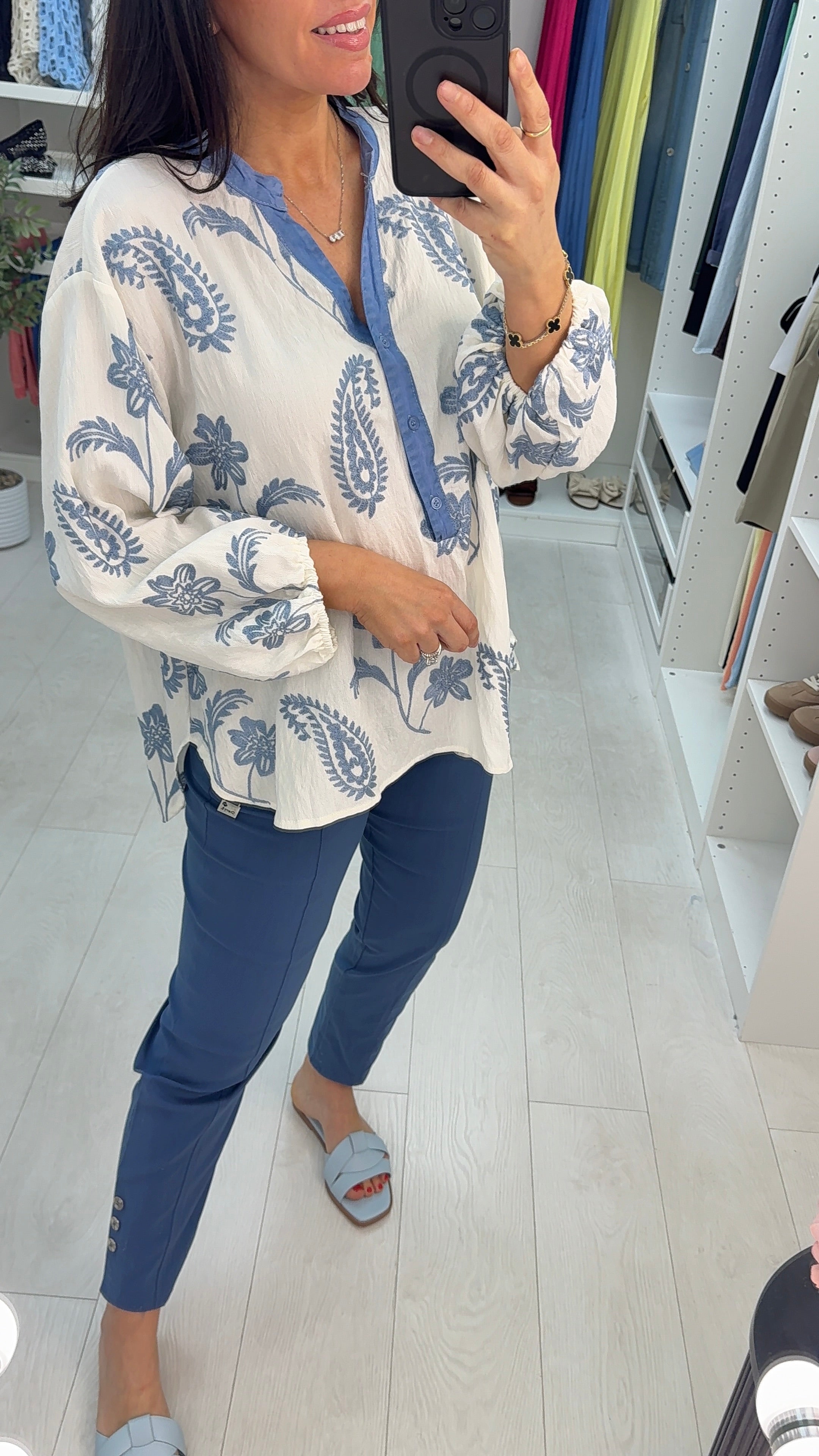 Caliana Embroidered Paisley Blouse