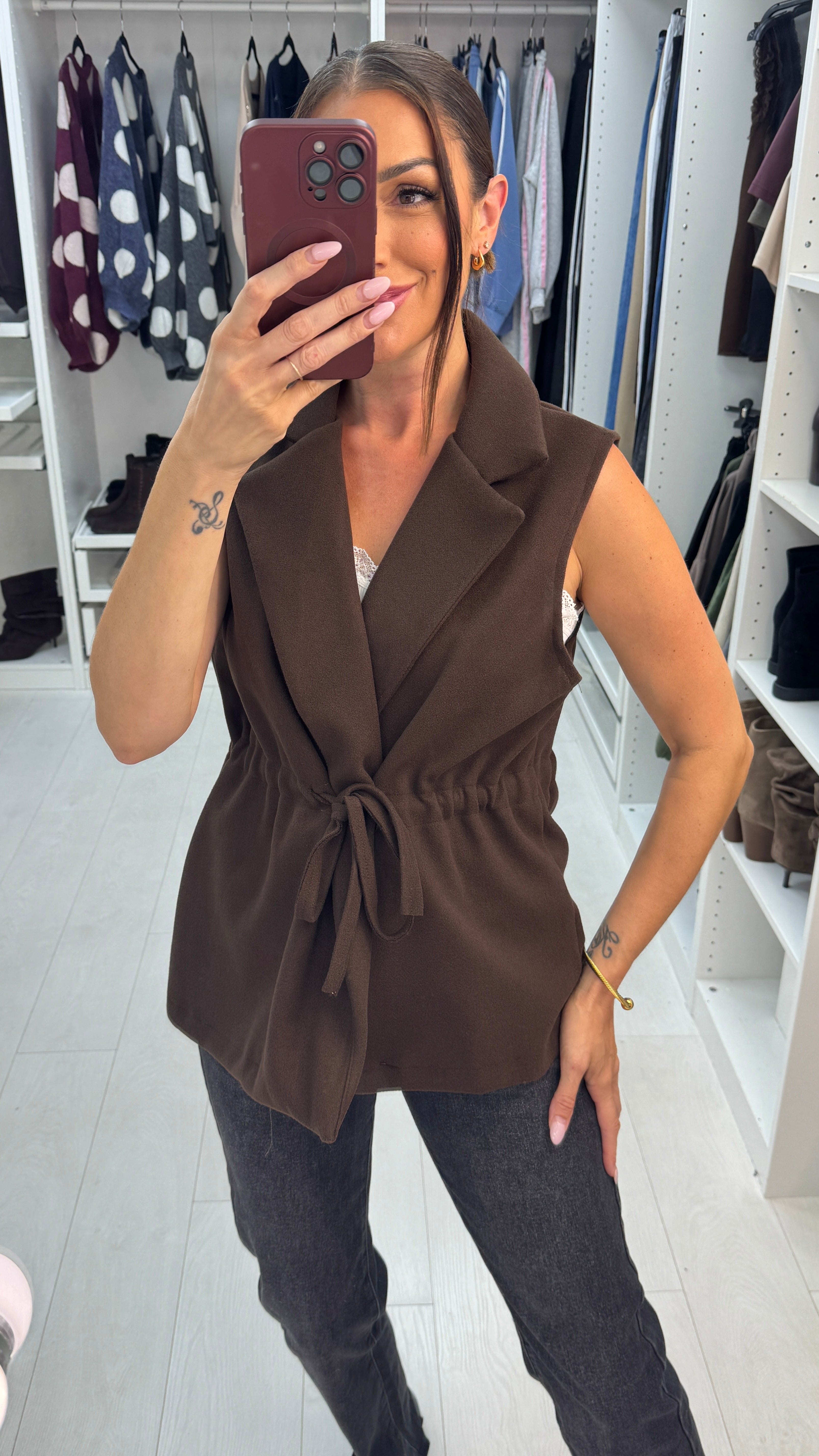 Yasmeen Drawstring Waist Gilet