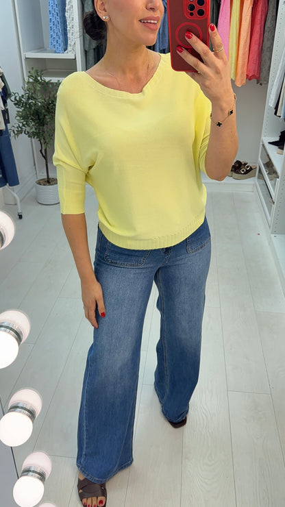 Kasandra Plain Thin Knit Batwing Top