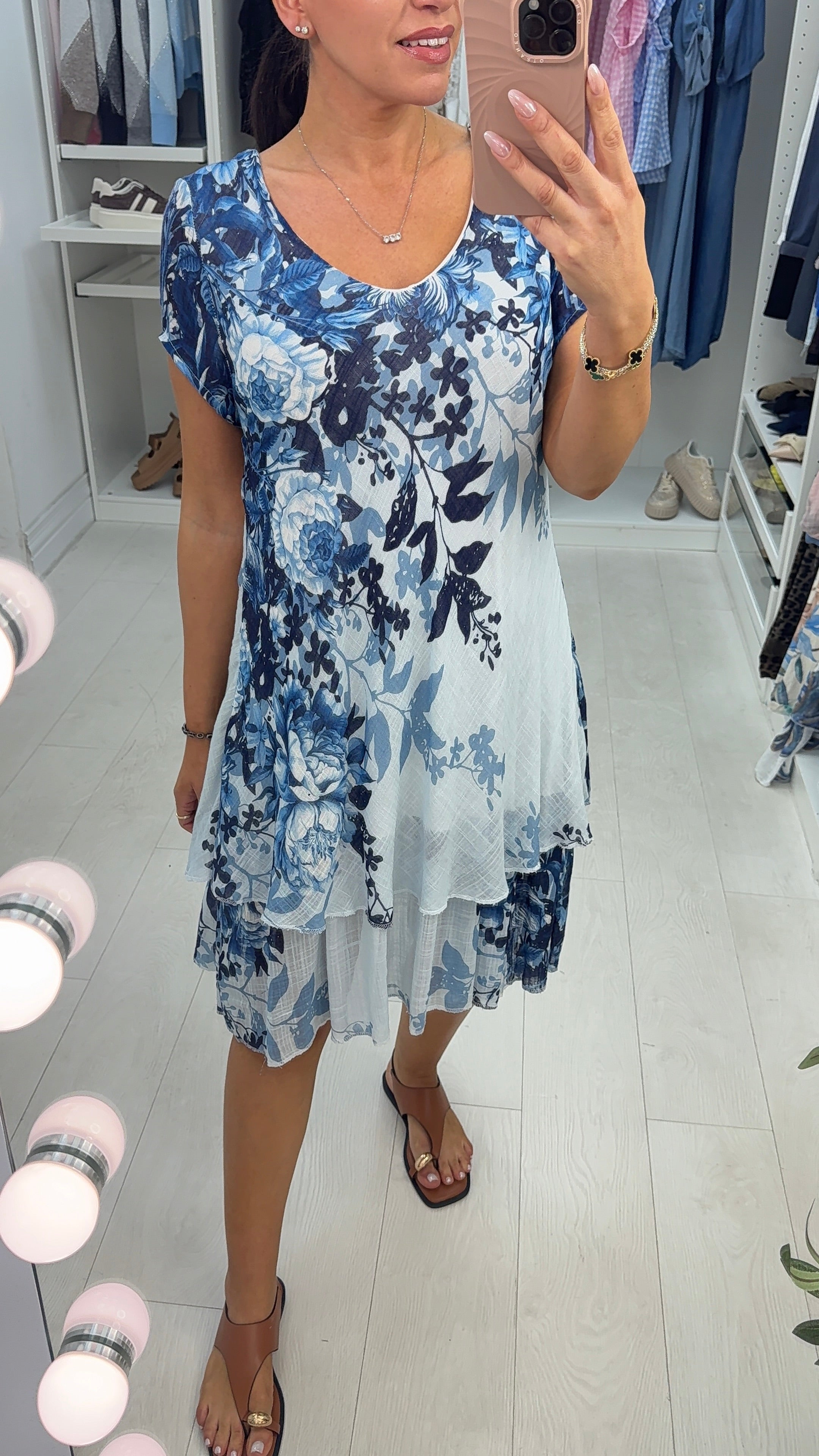 Paolina Floral Print Loose Fit Floaty Midi Dress