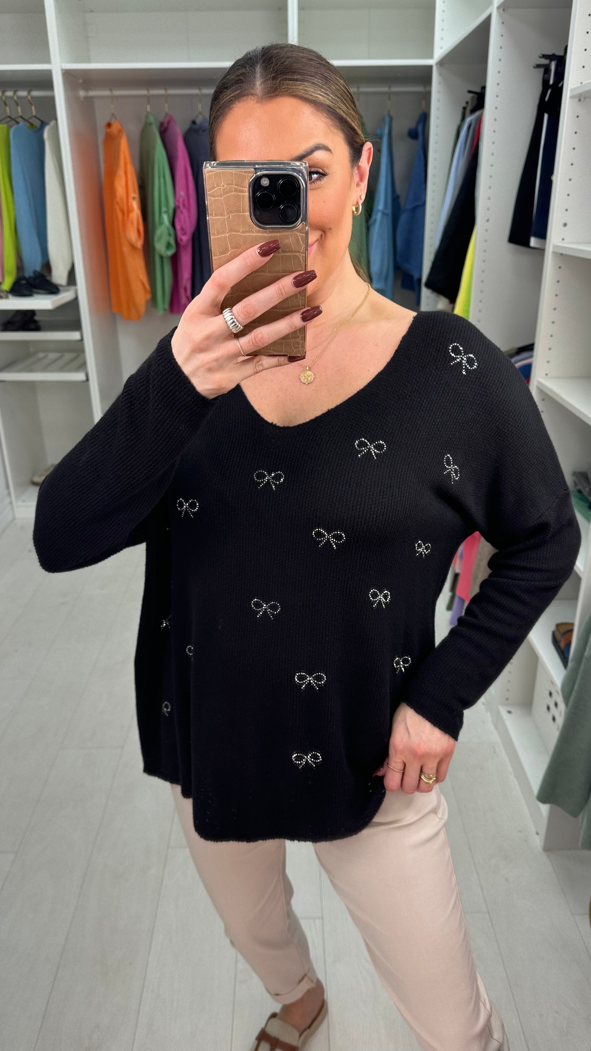 Lynsey Embellished Super Soft Knit Top