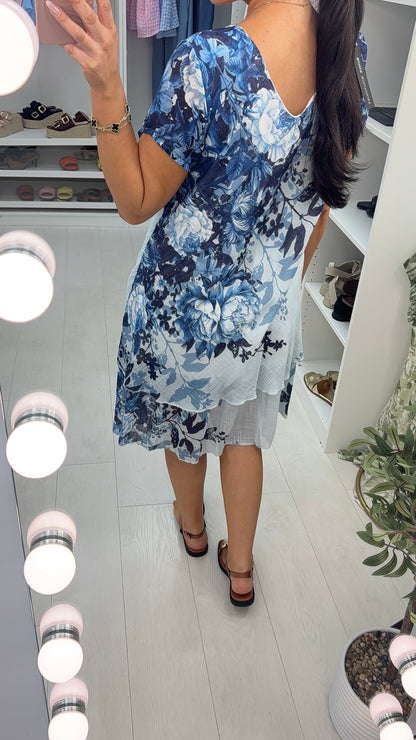 Paolina Floral Print Loose Fit Floaty Midi Dress