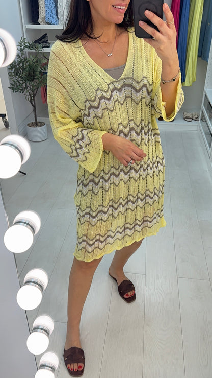 Ariana V Neck Zig Zag Crochet Dress