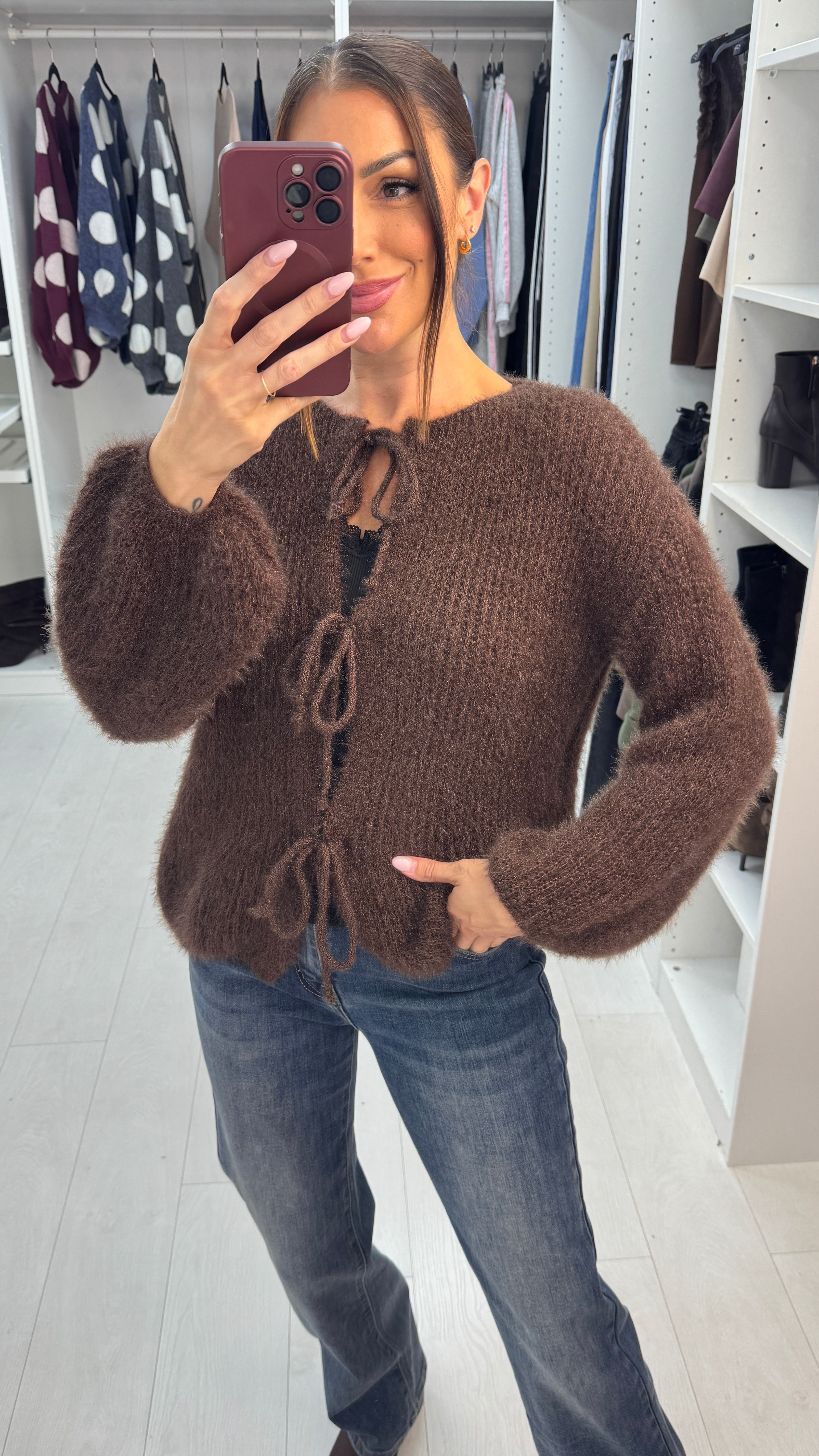 Aliza Tie Front Knitted Cardigan