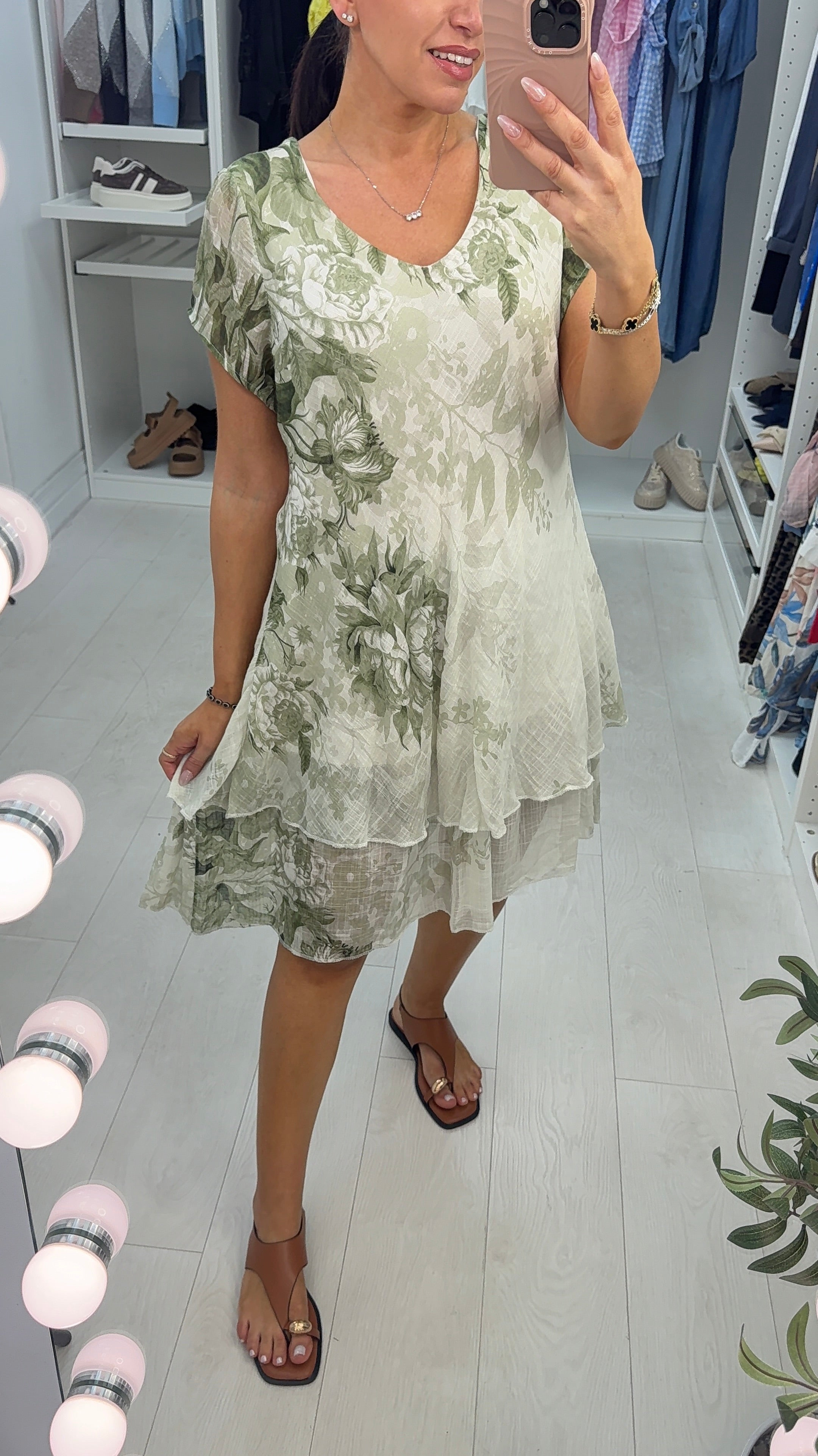 Paolina Floral Print Loose Fit Floaty Midi Dress