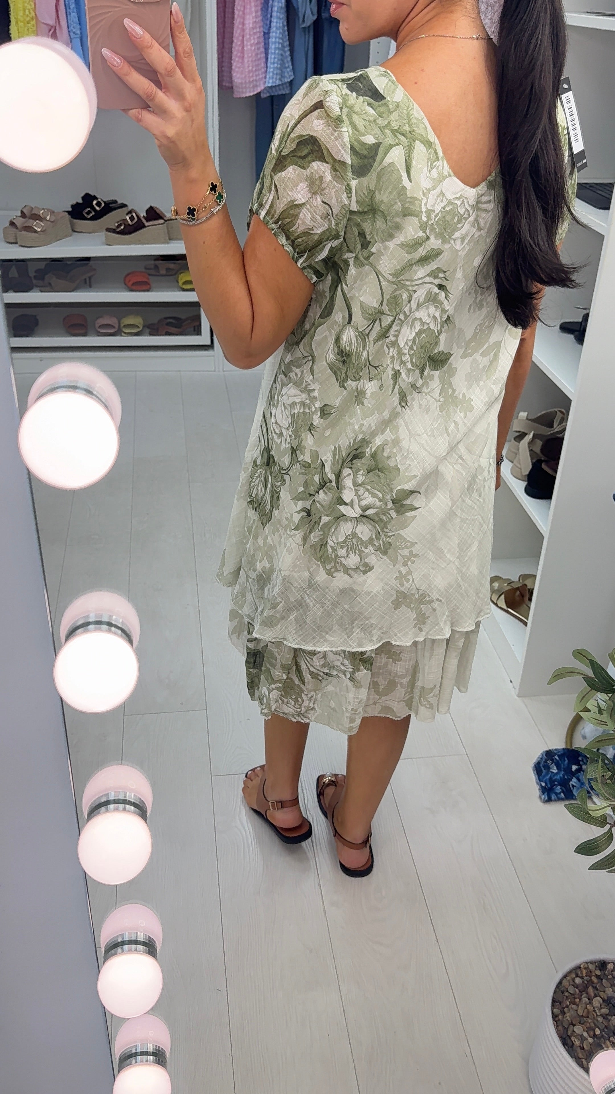 Paolina Floral Print Loose Fit Floaty Midi Dress