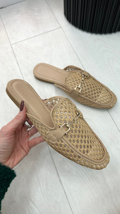 Stella Chain Detailed Woven Mules