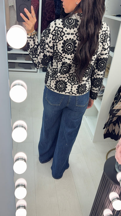 Kathrina High Neck Floral Print Jumper