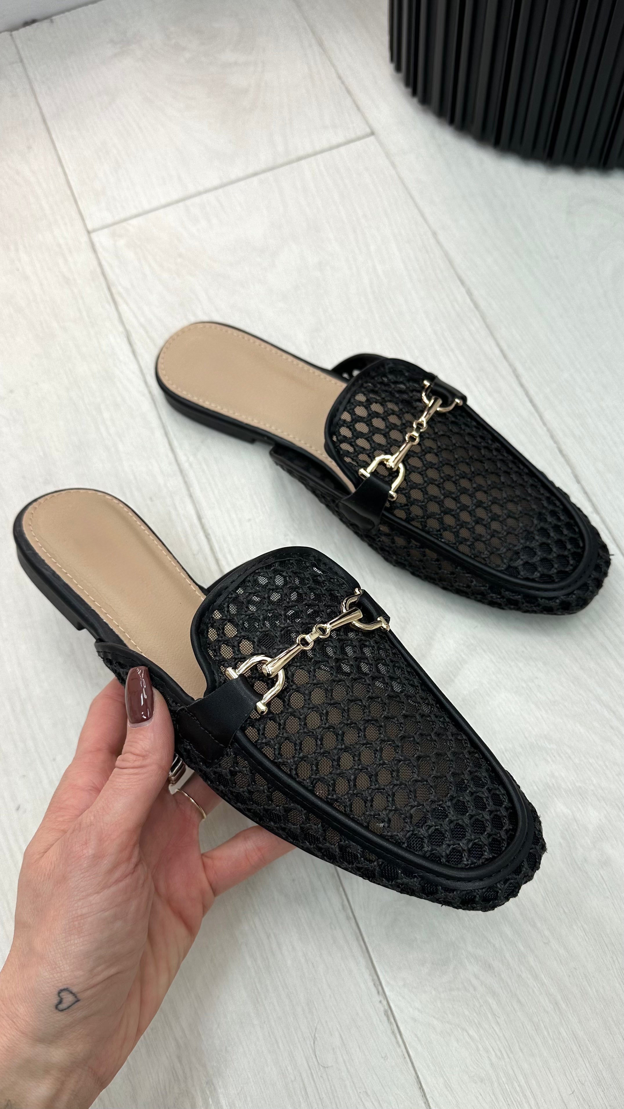 Stella Chain Detailed Woven Mules