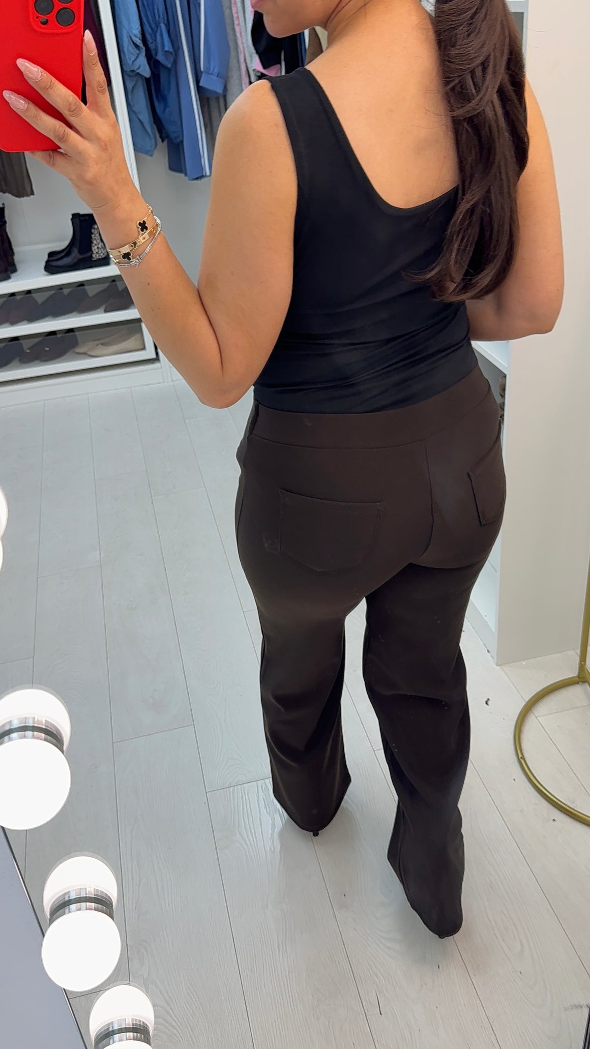 Posie Plain Elasticated Waist Straight Leg Trousers