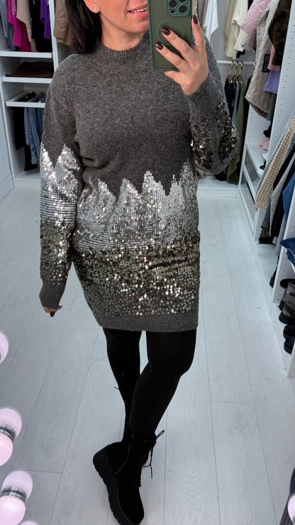Margaret Sequin Detail Knitted Jumper Dress