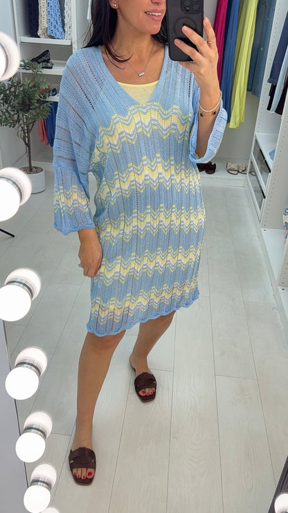 Ariana V Neck Zig Zag Crochet Dress