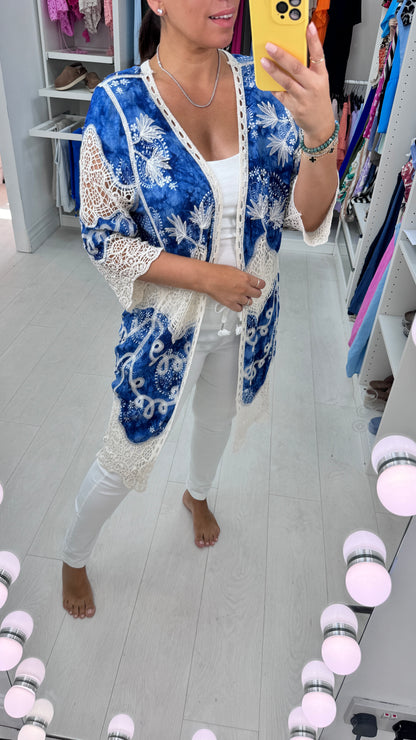 Valencia Denim Blue Crochet Kimono