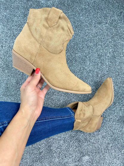 Avenue Faux Suede Western Ankle Boot