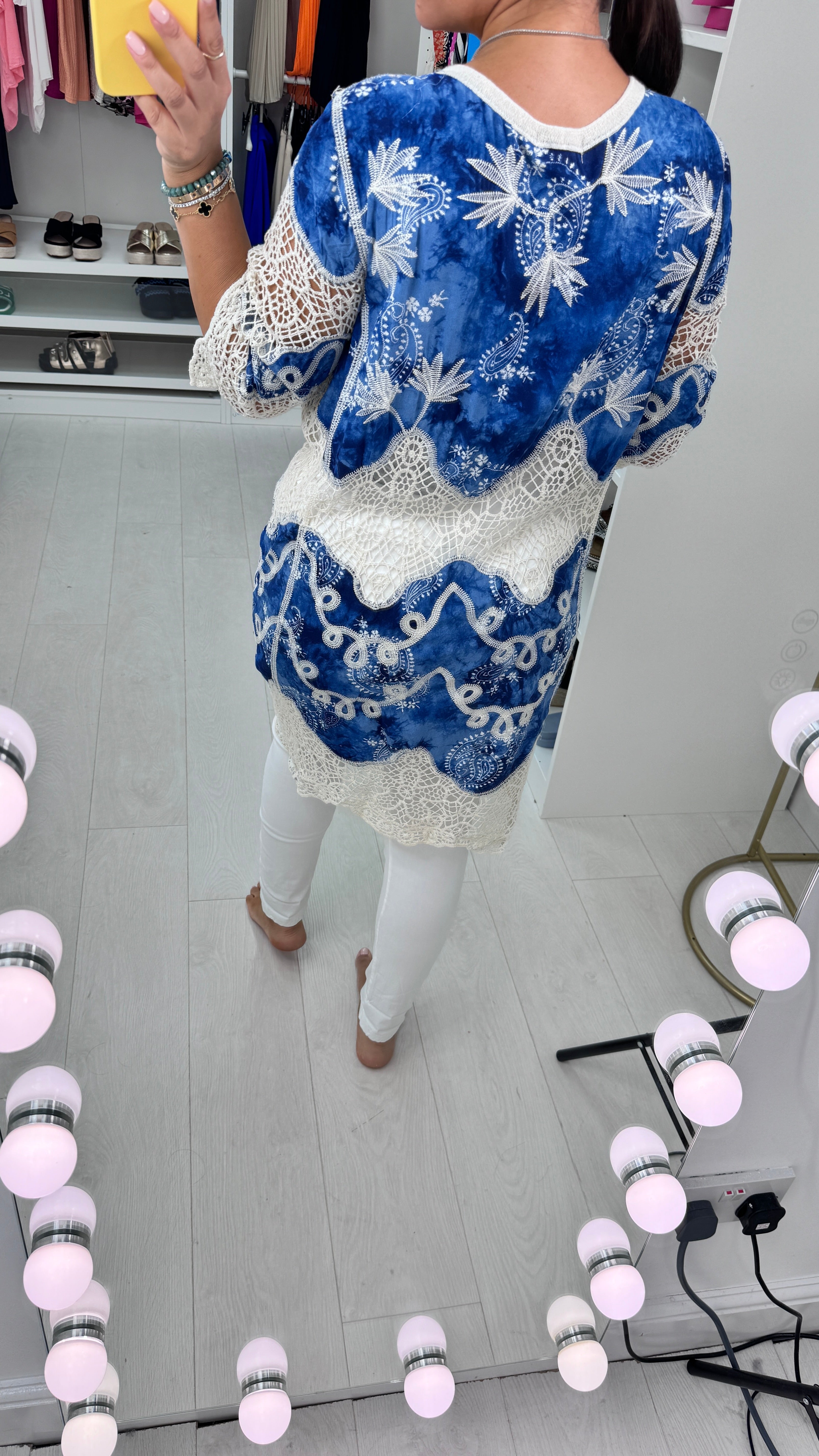 Valencia Denim Blue Crochet Kimono