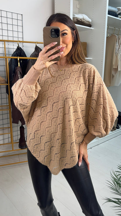 Arianna Plain Floral Lace Asymmetric Jumper