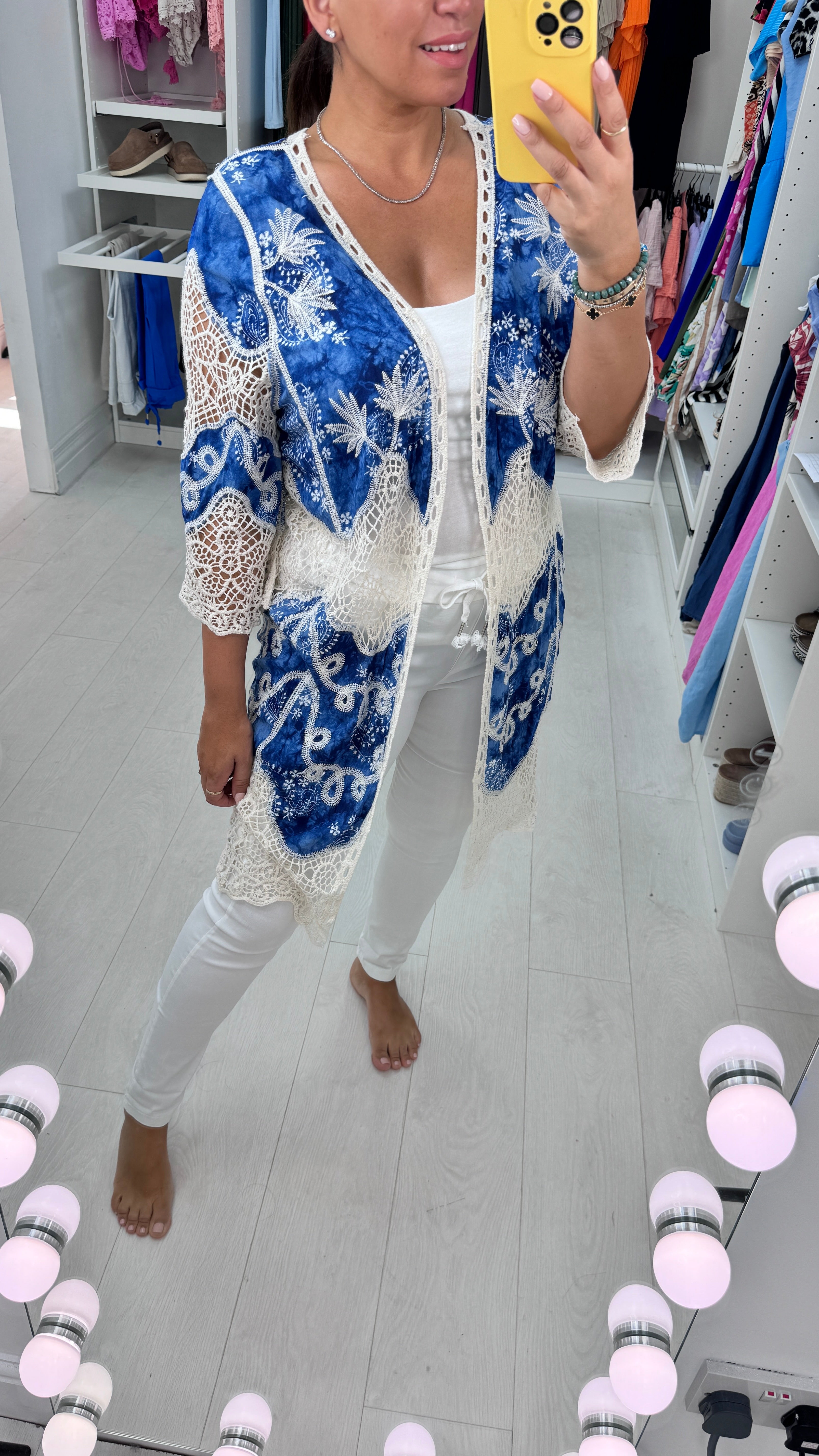 Valencia Denim Blue Crochet Kimono