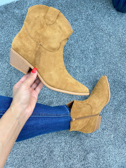 Avenue Faux Suede Western Ankle Boot