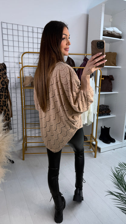 Arianna Plain Floral Lace Asymmetric Jumper