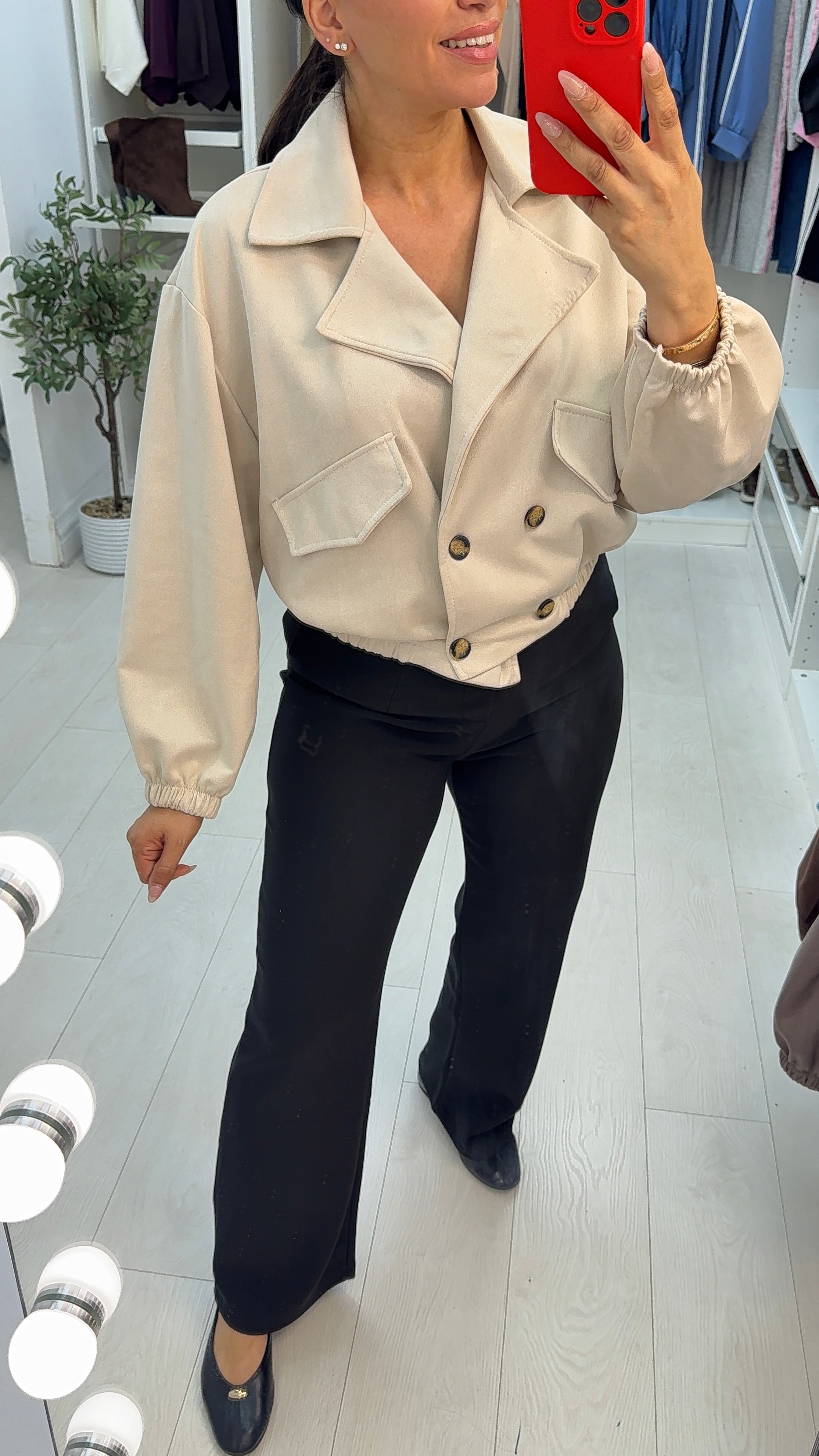 Quinsy Cropped Faux Suede Trench Coat