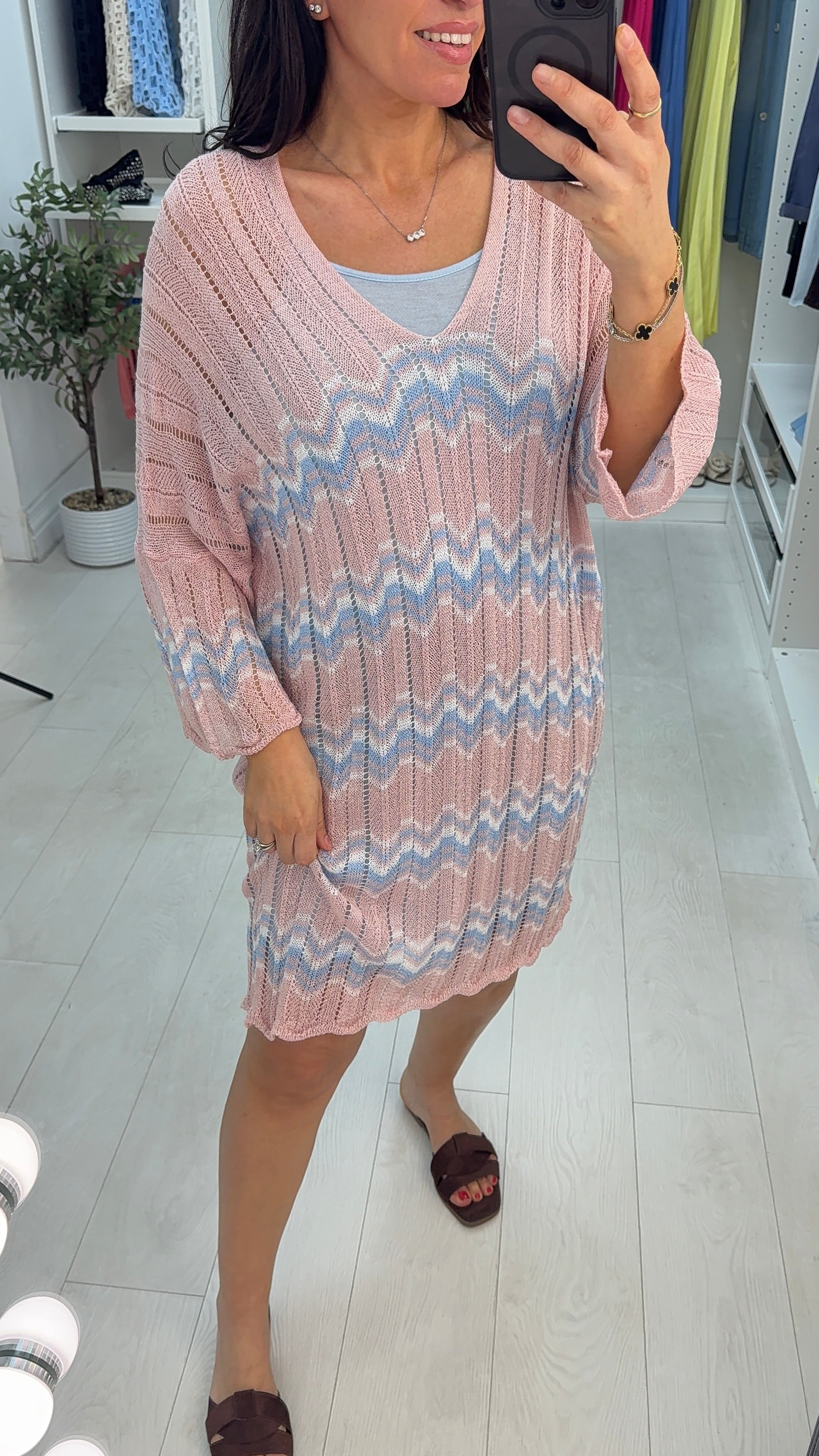 Ariana V Neck Zig Zag Crochet Dress