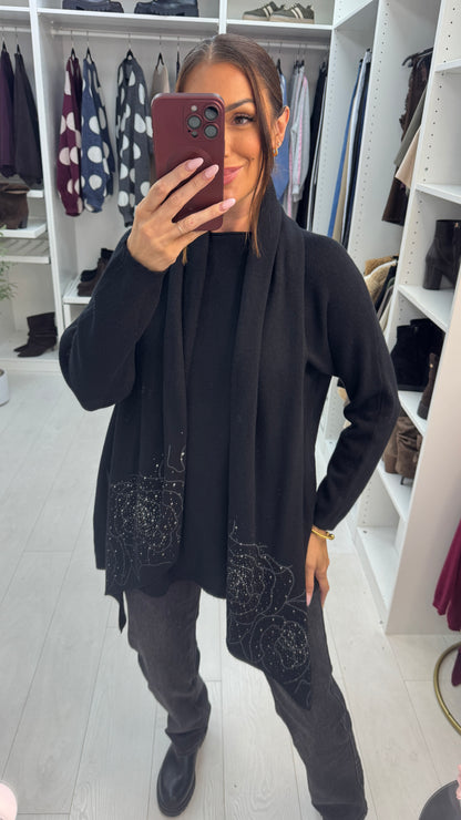 Qayla Plain Button Back Scarf Jumper